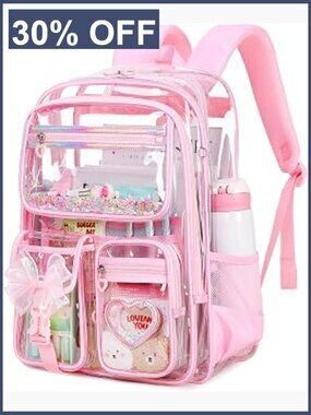Clear Backpack for Girls, Heavy Duty Transparent Bookbag for Stadium Events,